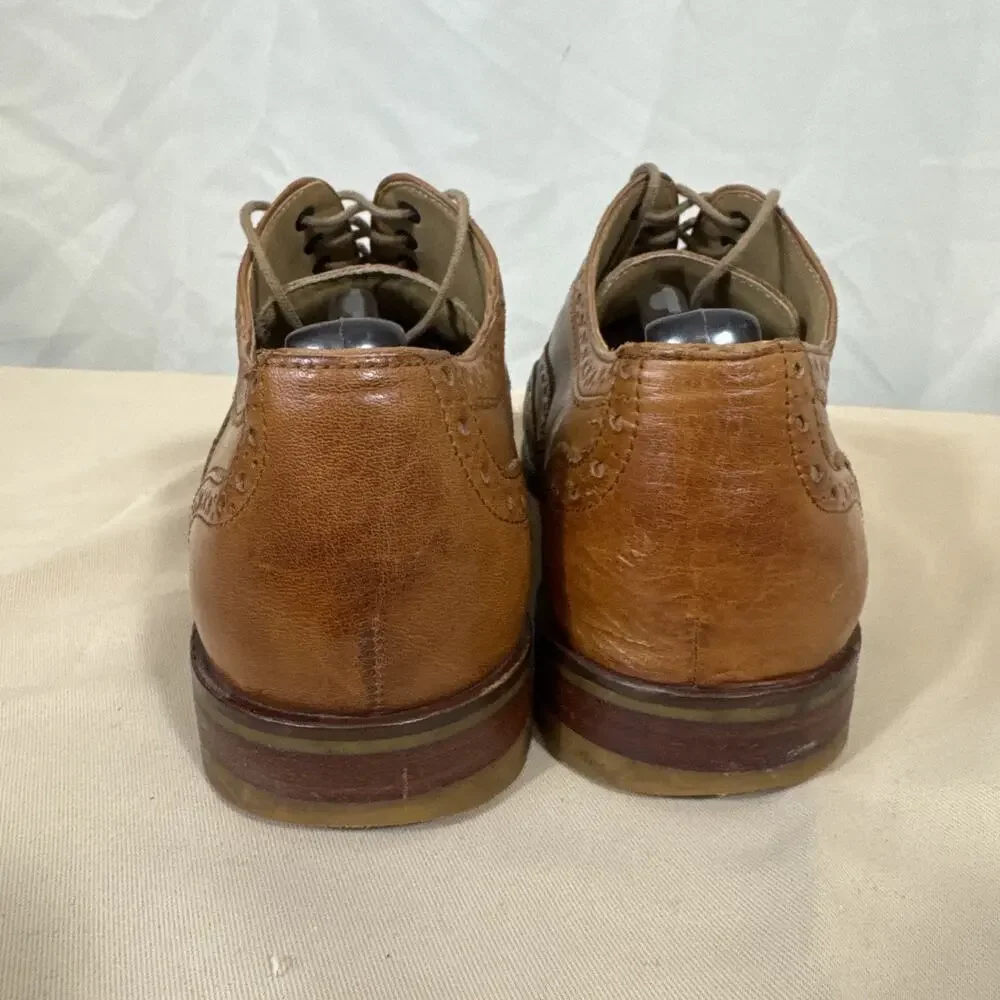 Cole Haan Men’s 10M Cognac Leather Wingtip Brogue Oxford Dress Shoes Heritage